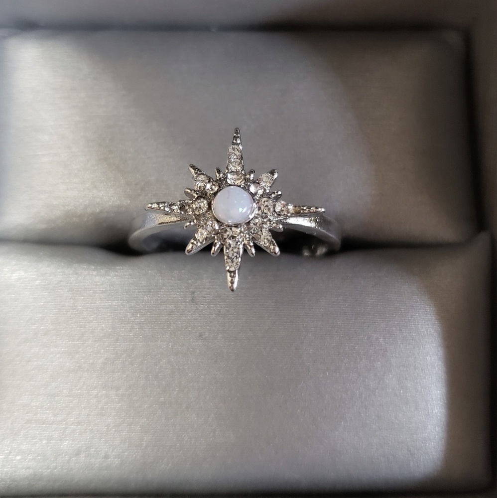 925 Opal Sunburst Ring